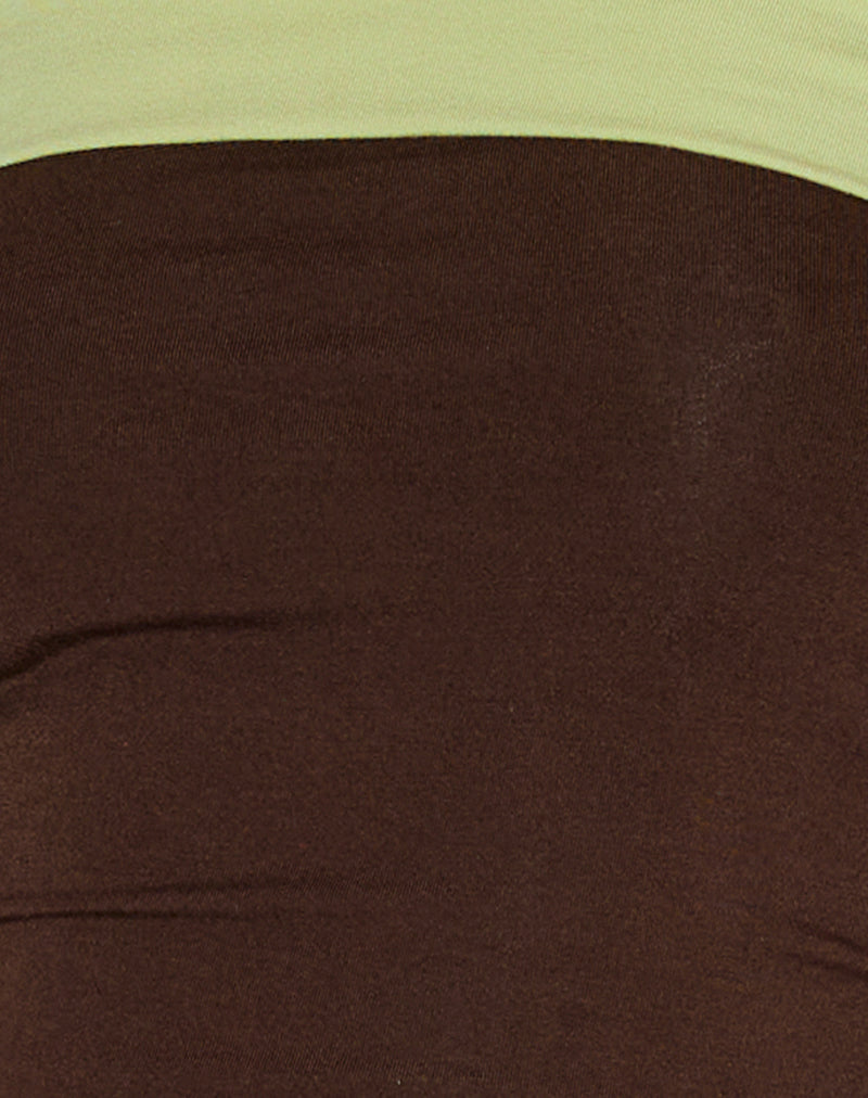 Image of Solna Bandeau Top in Chocolate Brown with Pistachio Binding