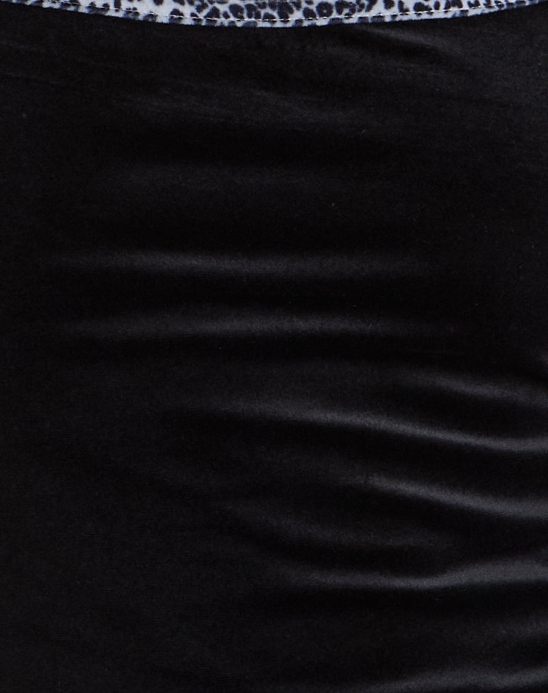 Image of Solyn Halterneck Top in Black with Leopard Binding