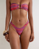 Image of Farida Bikini Bottom in Purple and Red Radiant Lines
