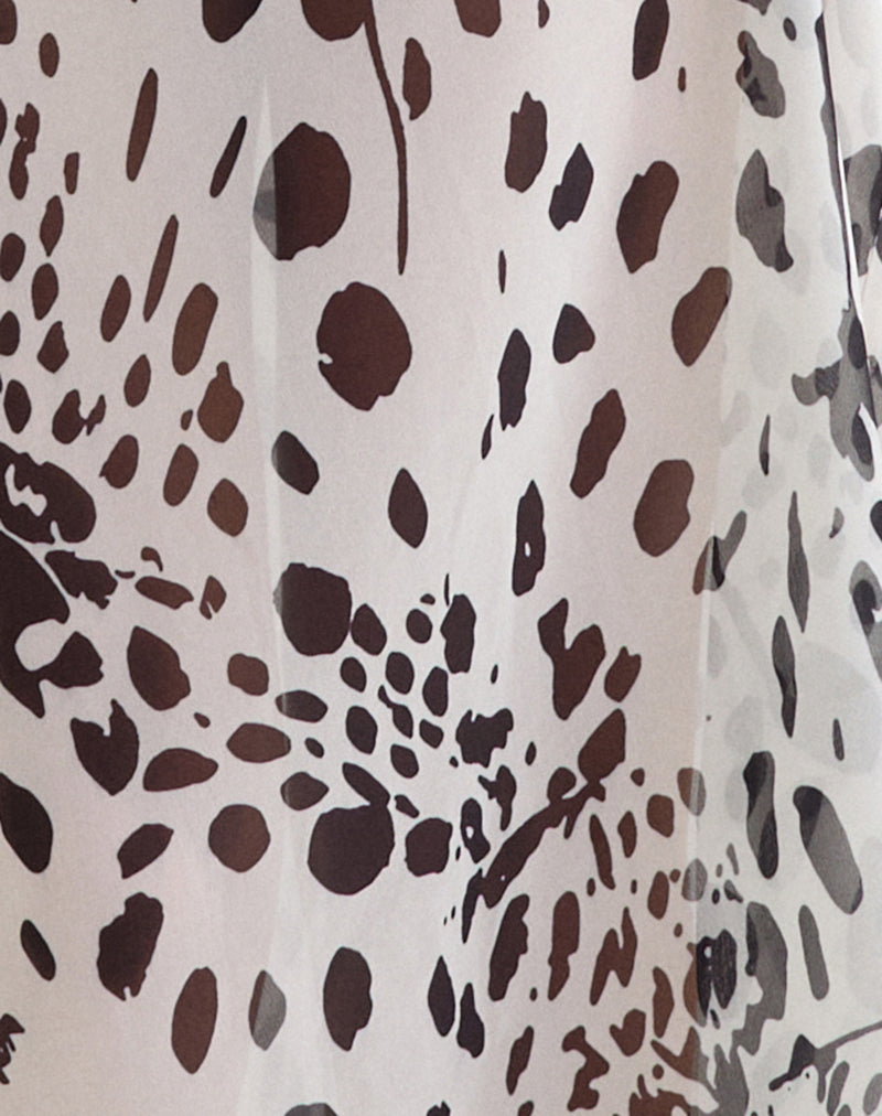 Image of Sorena Maxi Skirt in Sheer Dalmatian Skin Black and Ivory