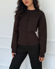 Image of Subra Long Sleeve Ribbed Hem Cardigan in Bitter Chocolate