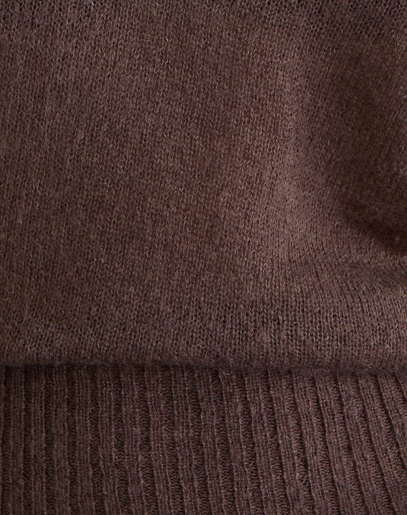 Image of Suena Asymmetric Jumper in Knit Dark Chocolate