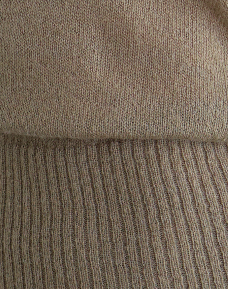 Image of Suena Asymmetric Jumper in Knit Khaki