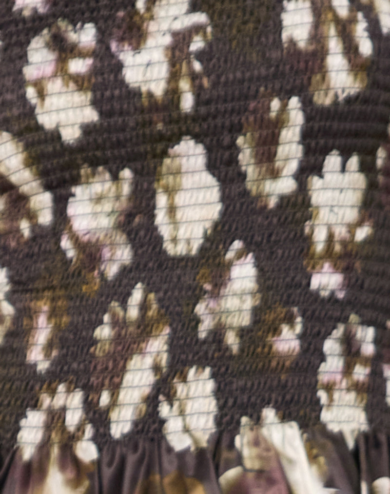 Image of Sukai Shirred Top in Brown Floral Print