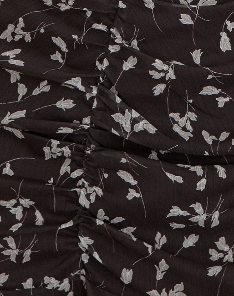 Image of Sumiko Mini Dress in Flower Chiffon Brown