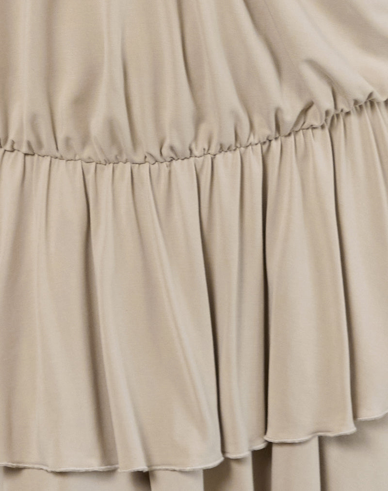 Image of Suraya Plunge Mini Dress in Cupro Oatmilk