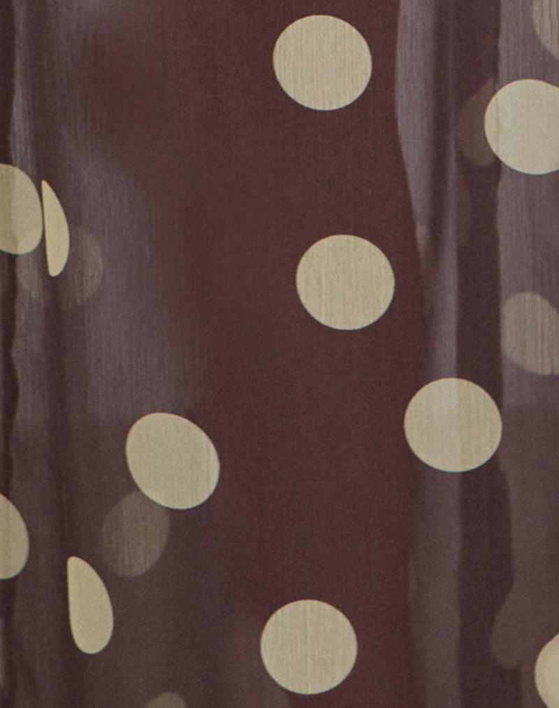 Image of Surina Maxi Skirt in Brown with Irregular Polka Yellow