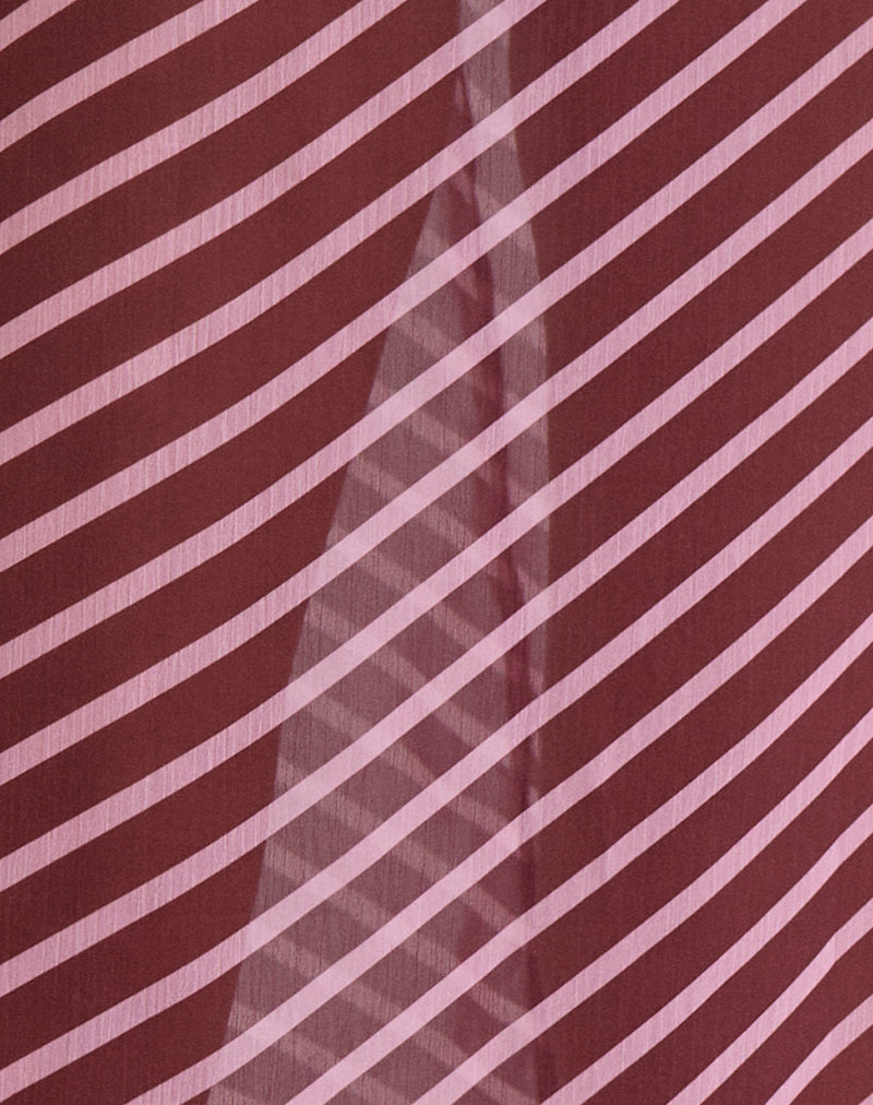 Image of Surina Maxi Skirt in Tilted Stripe Chiffon Pink and Burgundy
