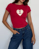 Image of Sutin Baby Tee in Adrenaline Red with Embroidered Cherry Heart