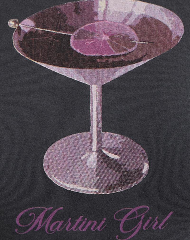 Image of Sutin Tee in Beluga Grey with Martini Girl Graphic