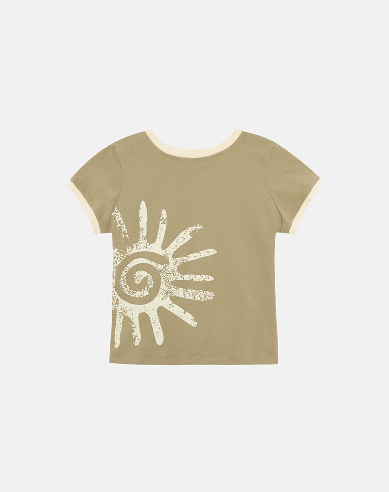Image of Sutin Tee in Khaki with Buttermilk Binding
