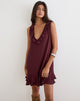 Image of Swade Plunge Mini Dress in Crinkle Plum