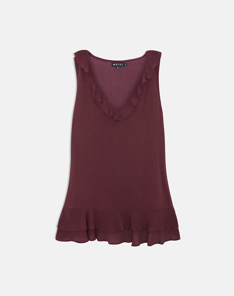 Image of Swade Plunge Mini Dress in Crinkle Plum
