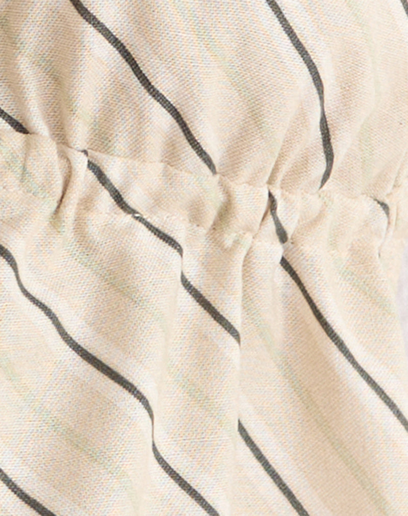 Image of Syrma Backless Halterneck Top in Tilt Lines Beige