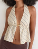 Image of Syrma Backless Halterneck Top in Tilt Lines Beige