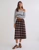 Image of Taka Midi Skirt in Pink and Brown Check