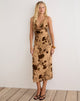 Image of Tana Cowl Maxi Dress in Floral Devore Beige