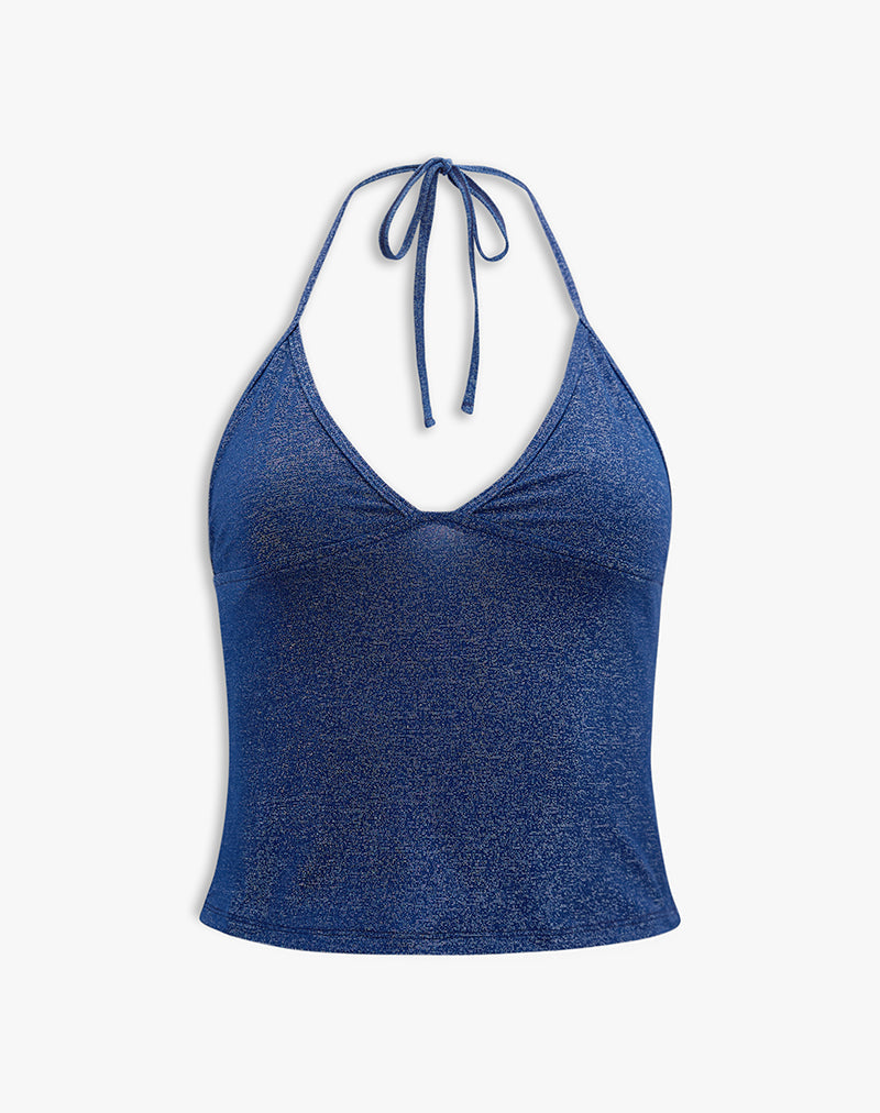Image of Tarikh Swim Tank Top in Shimmer Navy