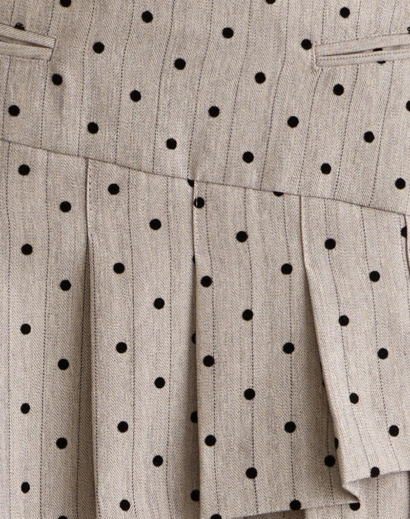 Image of Tarja Mini Skirt in Beige with Polka Pinstripe