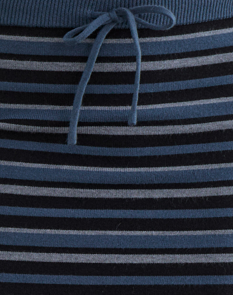 Image of Tarmina Maxi Skirt in Knit Stripe Blue and Grey