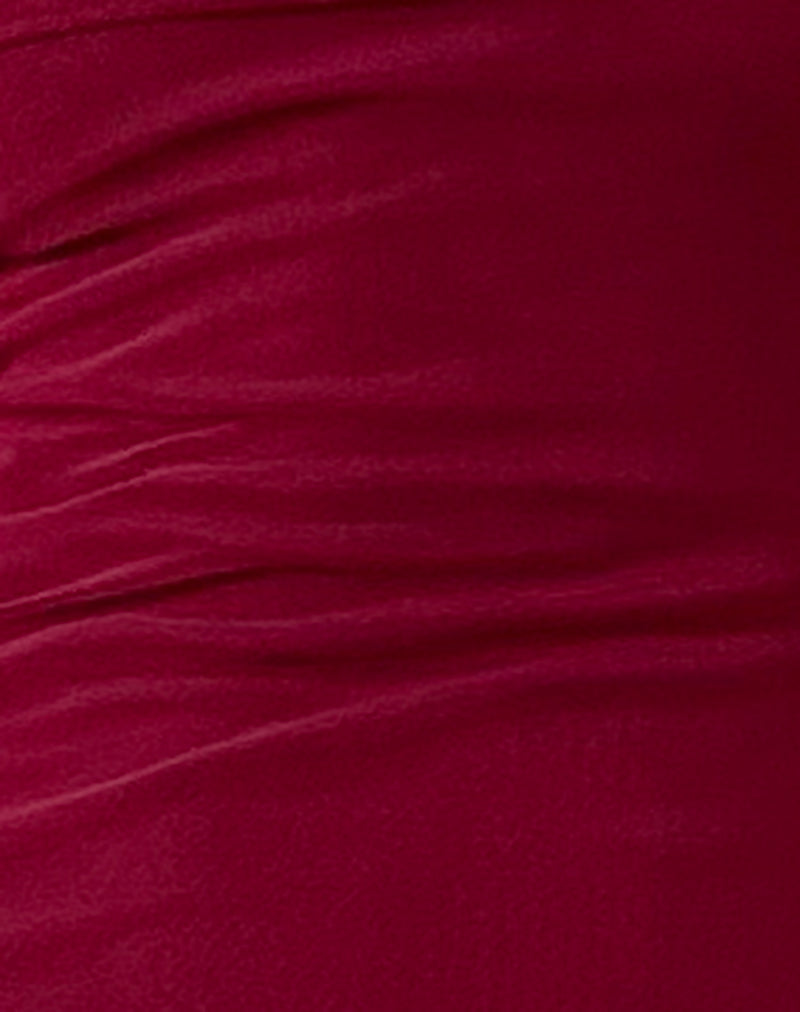 Image of Tarna Bardot Maxi Dress in Mesh Burgundy