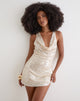 Image of Tasarna Cowl Neck Mini Dress in Sequin Crochet Cream