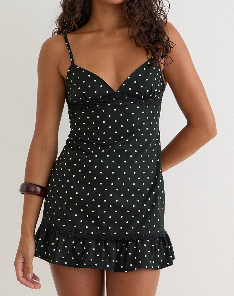 Image of Tavita Mini Dress in Basic Polka Black