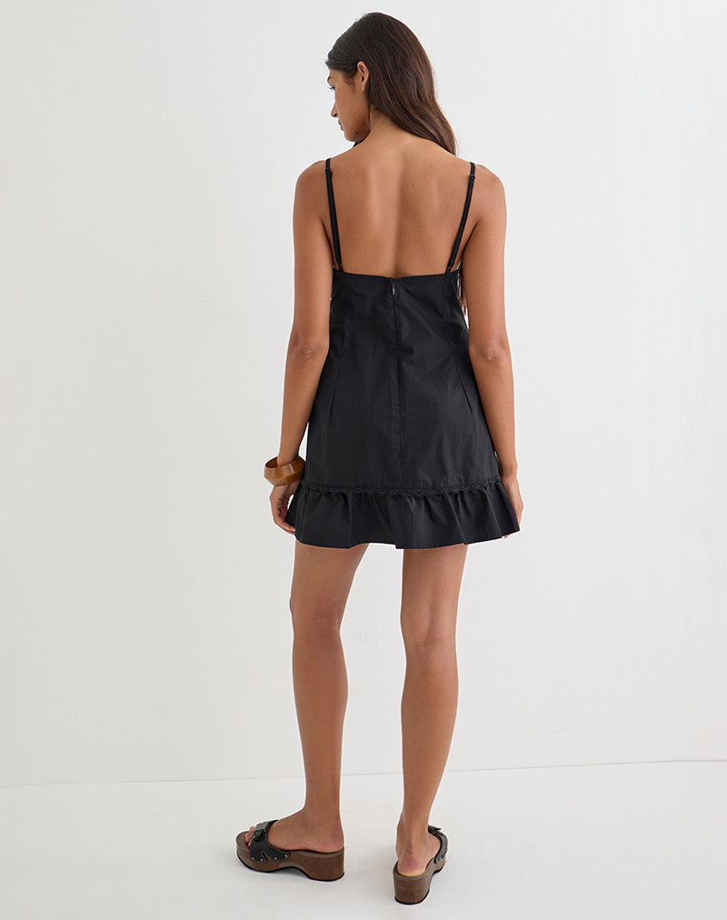 Image of Tavita Mini Dress in Poplin Black