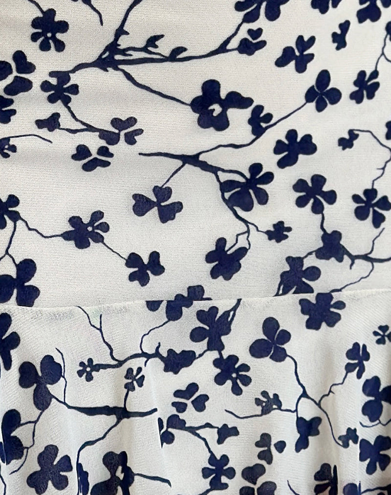 Image of Tery Mini Dress in Grunge Floral Flock Cream
