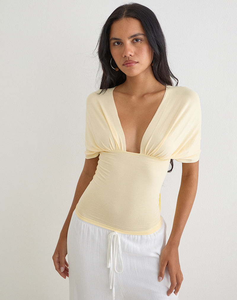 Image of Tex Tie Back Top in Lemon
