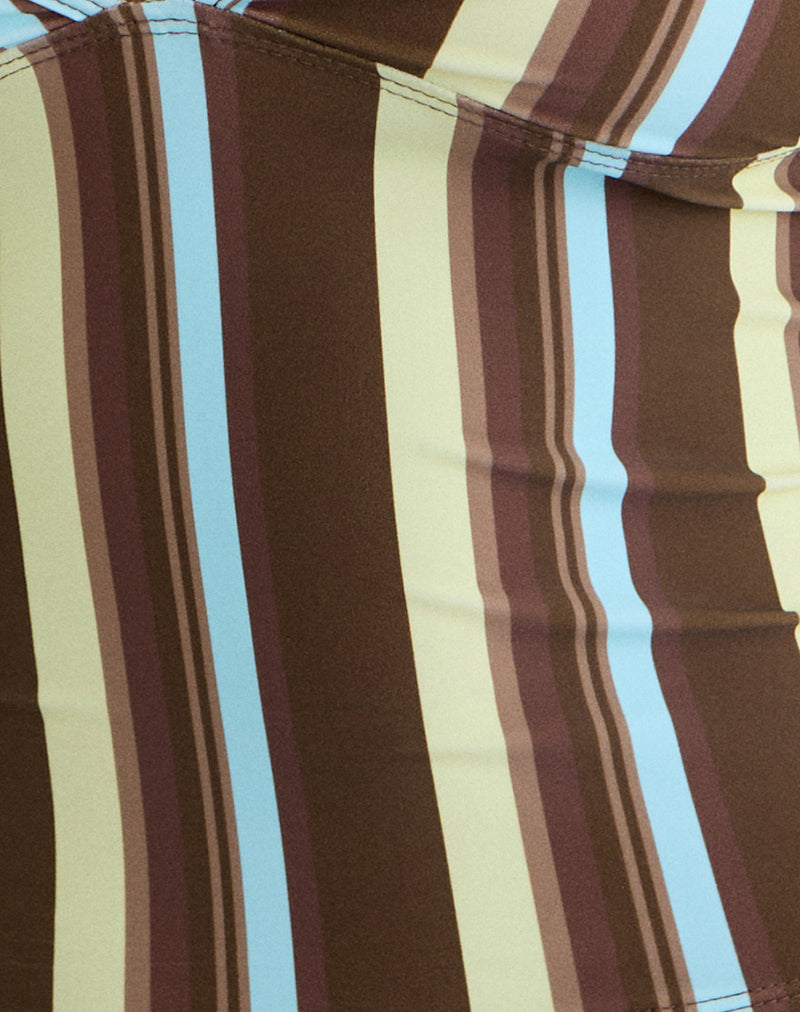 Image of Thorin Tankini in Brown and Blue Linear Stripe