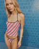 Image of Tiara Tankini in Brown and Pink Candy Stripe