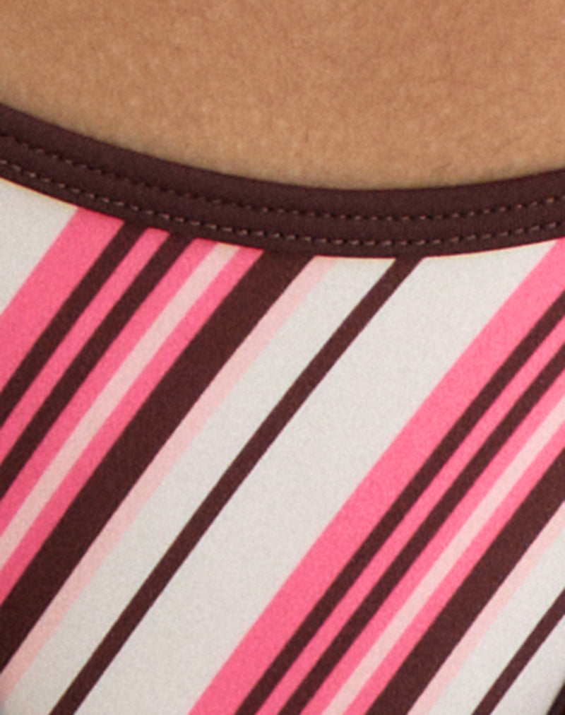 Image of Lentra Bikini Bottom in Brown and Pink Candy Stripe