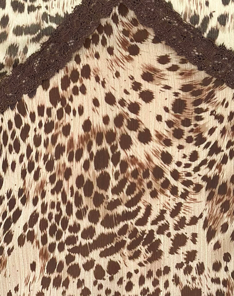 Image of Timmy Top in Wild Leopard with Brown Lace