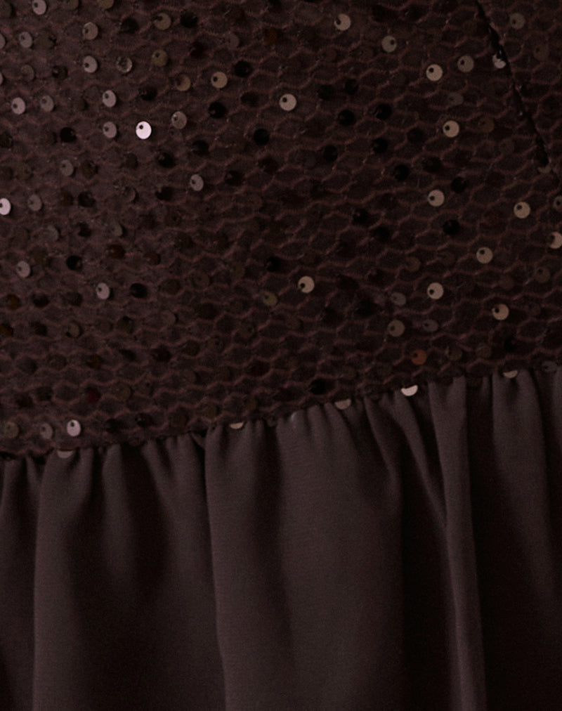 Image of Tinosa Corset Dress in Ruffle Sequin Brown