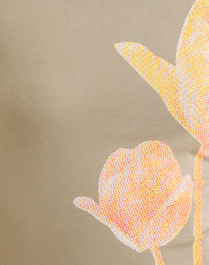 Image of Tiona Tee in Slate Green Blurry Lily Print
