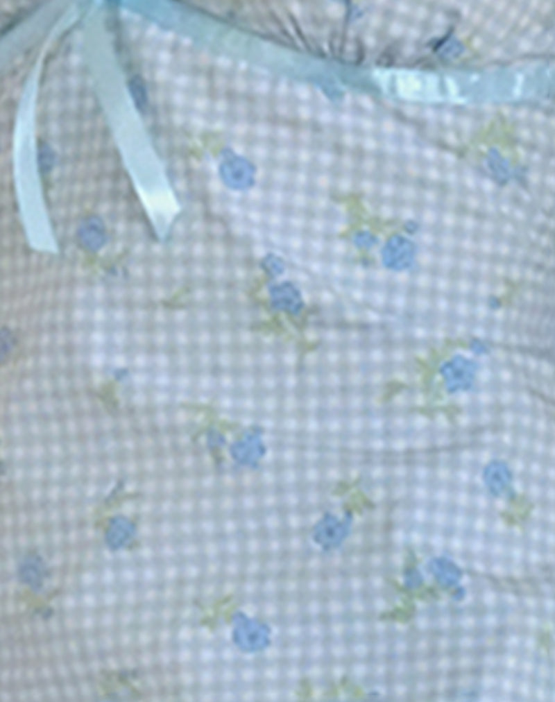 Image of Tivata Mini Dress in Blue Flower Gingham