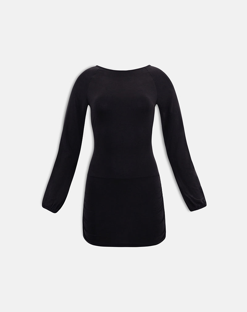 Image of Tomoko Mini Dress in Cupro Black