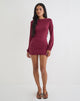 Image of Tomoko Mini Dress in Cupro Dark Red