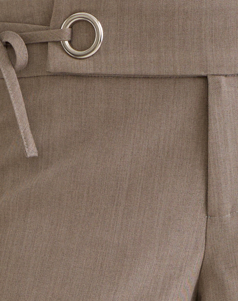 Image of Tova Tie Tailoring Trouser in Khaki Beige