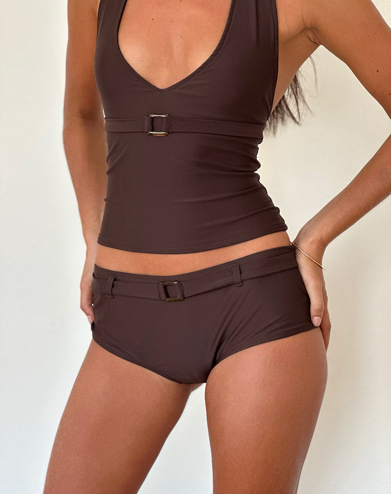 Image of Avi Swim Short in Brown with Belt