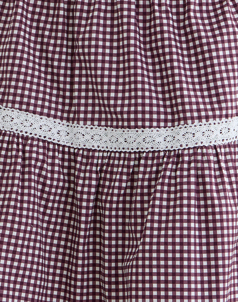 Image of Trixie Midi Skirt in Mini Gingham Wine