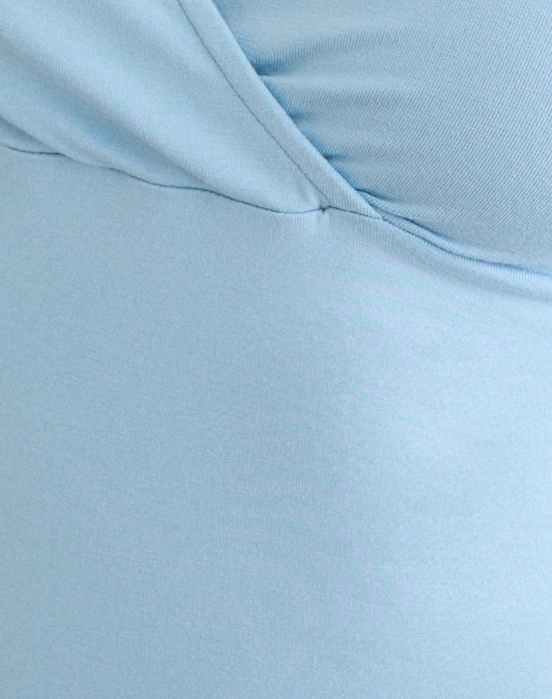 Image of Trudis Wrap Top in Jersey Cool Blue