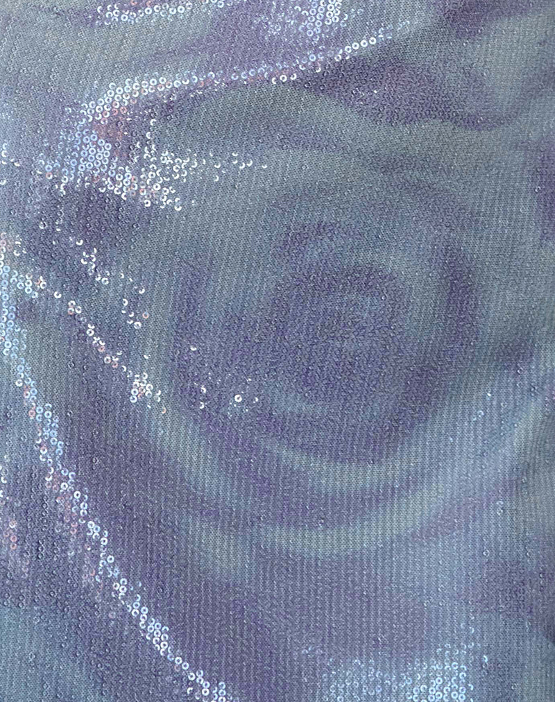 Image of Turu Mini Dress in Sequin Abstract Rose Grey