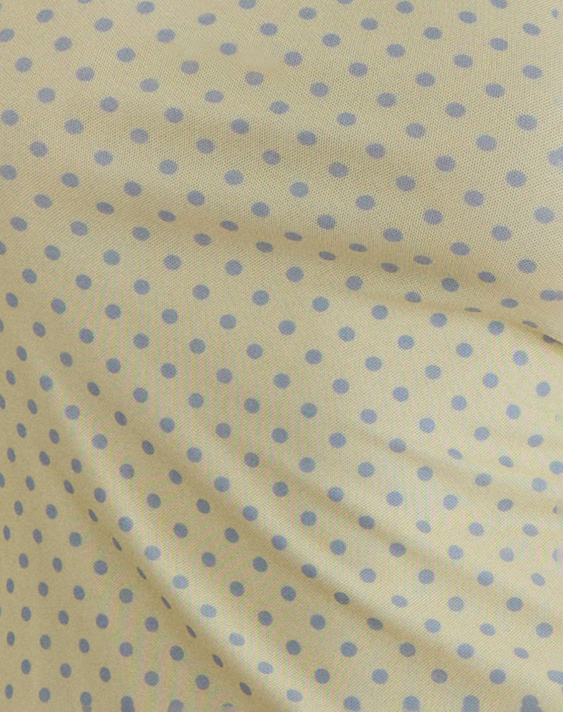 Image of Turu Mini Dress in Yellow with Compact Grey Polka