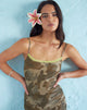 Image of Tuwira Mini Dress in Mesh Camo Green with Lace Trim