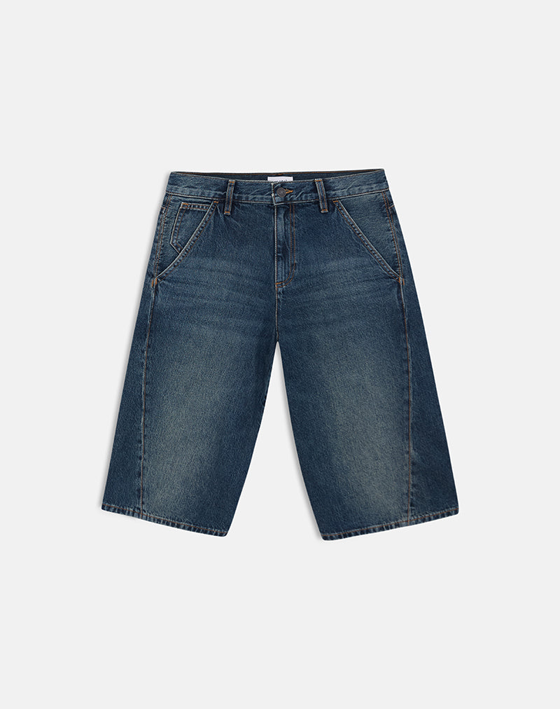 Image of Twisted Cinch Denim Short in Dirty Green