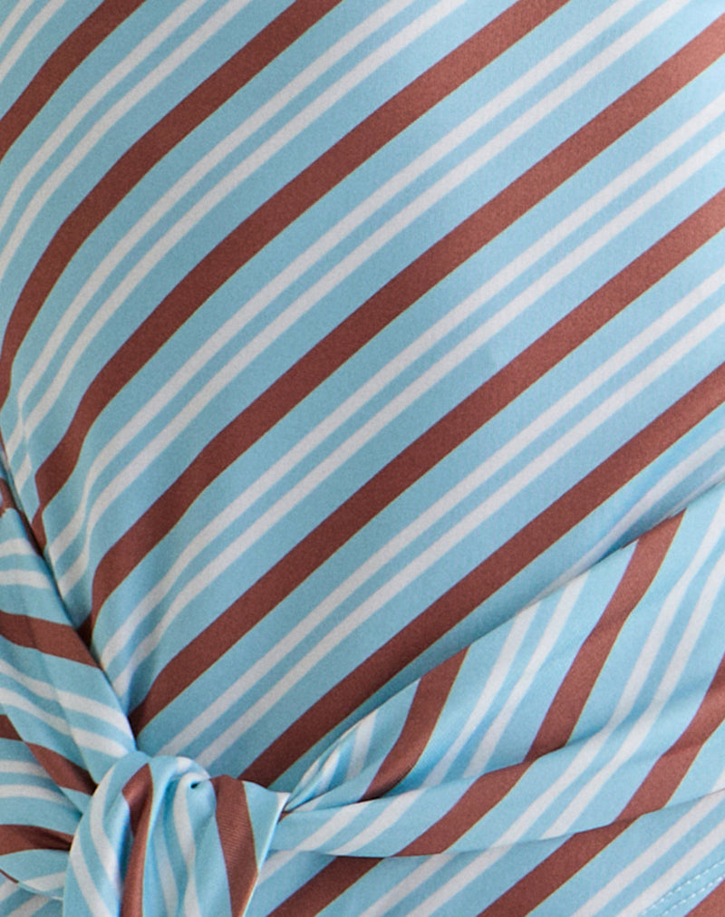Image of Uberta Asymmetric Tie Top in Diagonal Stripe Light Blue