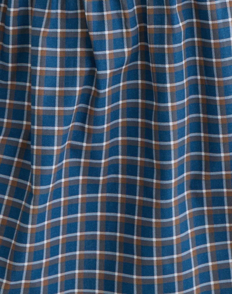 Image of Khimar Gathered Midi Skirt in Medium Tartan Blue