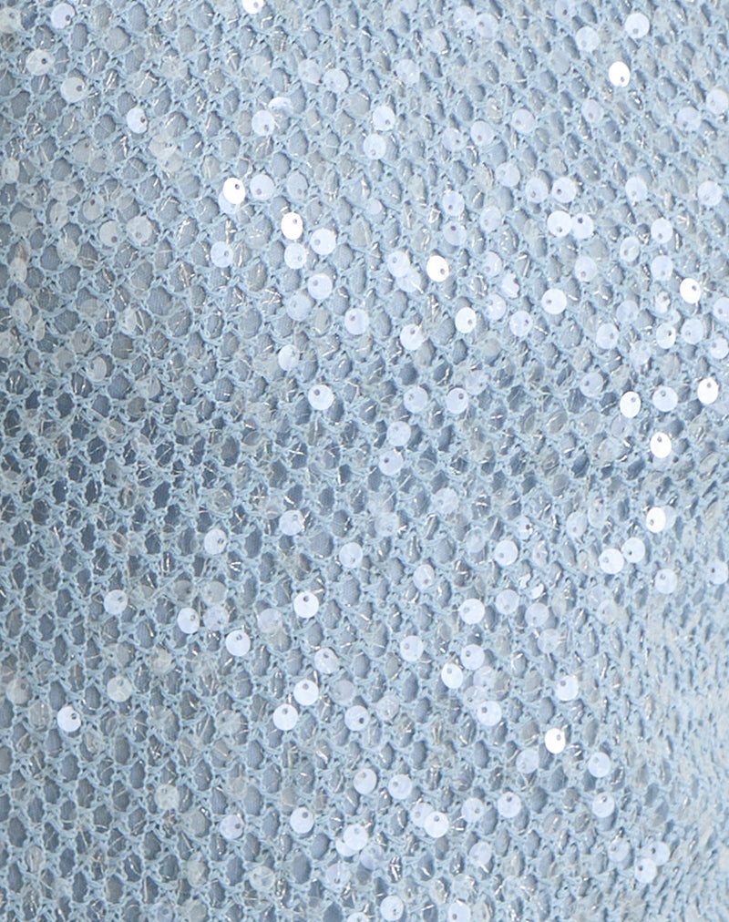 Image of Urlanda Dress in Seafoam Sequin Knit Blue